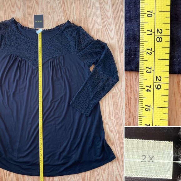 Animal Print Mesh Swing Tunic Womens Tunic Top 2X Black New in Package - Picture 8 of 9